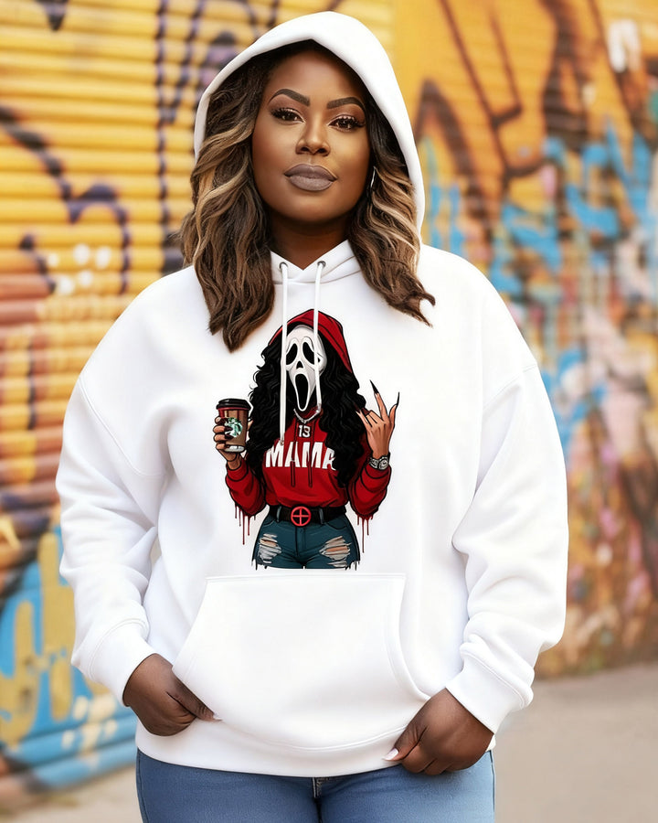 Halloween Horror Mama Ghost Cotton Long-sleeved Hoodies