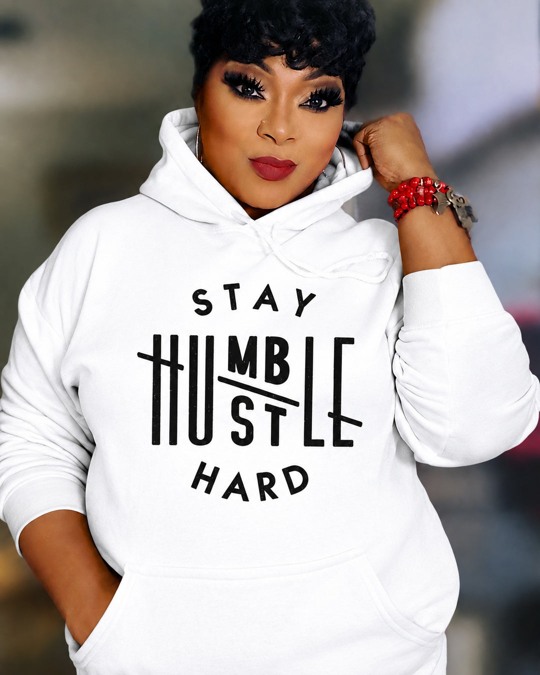 Stay Humble Hustle Hard Cotton Long Sleeve Hoodies