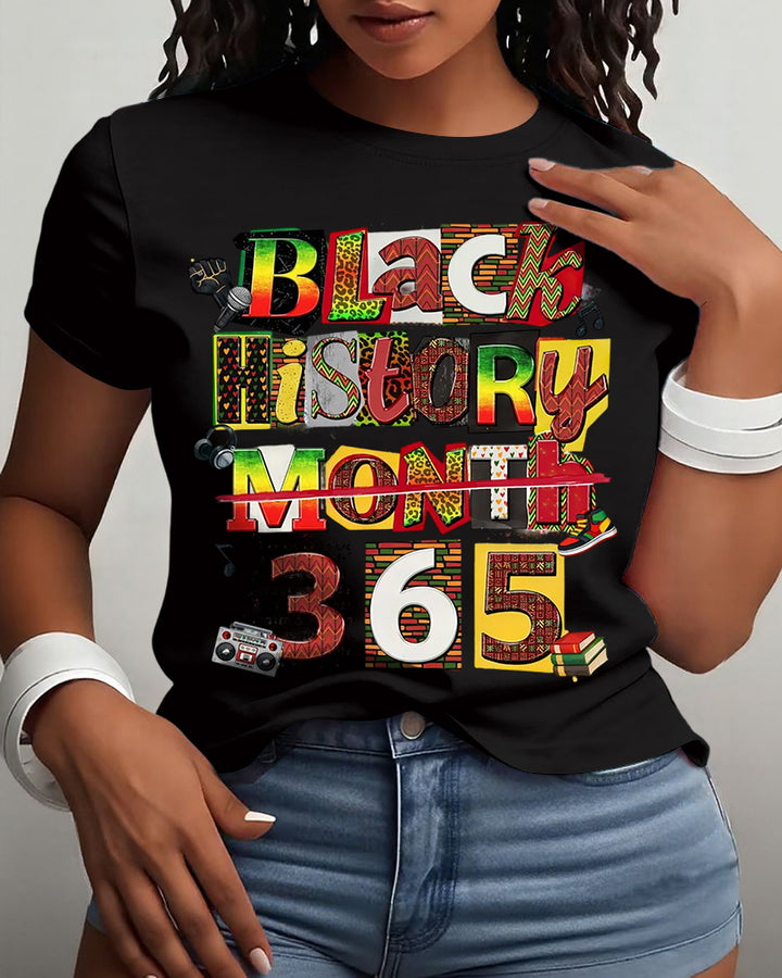 Black History Month 365 Collage Cotton Short Sleeve Tshirt