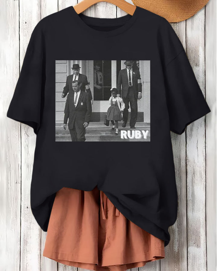 Ruby Bridges Civil Rights Prints Cotton Short Sleeve Tshirt