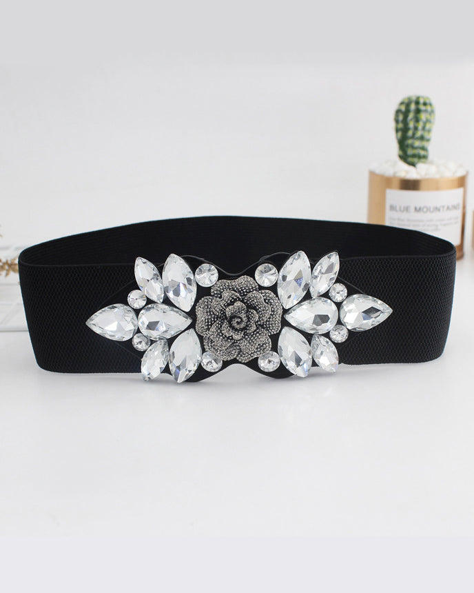 Rose Rhinestone-encrusted Elastic Waistband