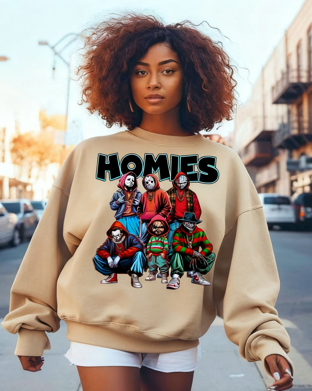 Halloween Horror Character Crewneck Long Sleeve Sweatshirt