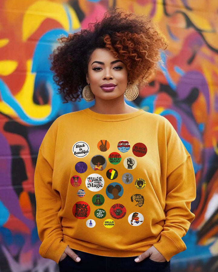 Black Woman Magic Crewneck Long Sleeve Sweatshirt