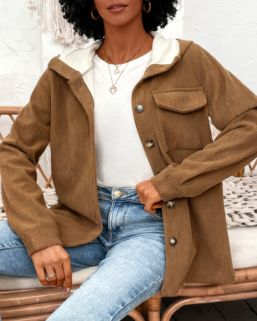 Women's Solid Color Casual Hooded Fleece Jacket