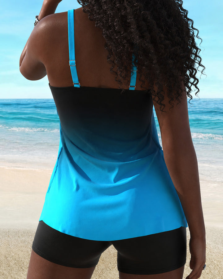 Ombre Ruffle Trim Two-Piece Bikini