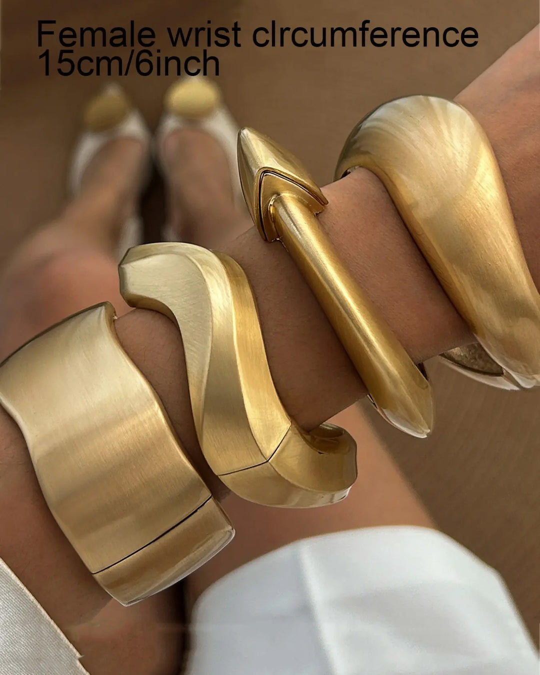 4-piece Set Chunky Matte Gold Cuff Bracelet for Women