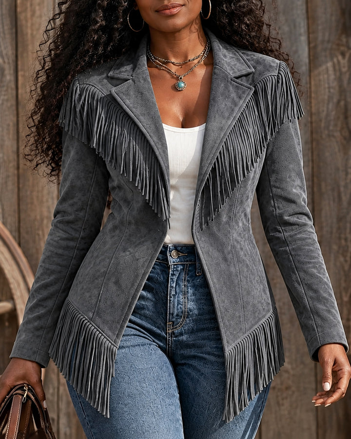 Women's Western Faux Suede Fringe Jacket