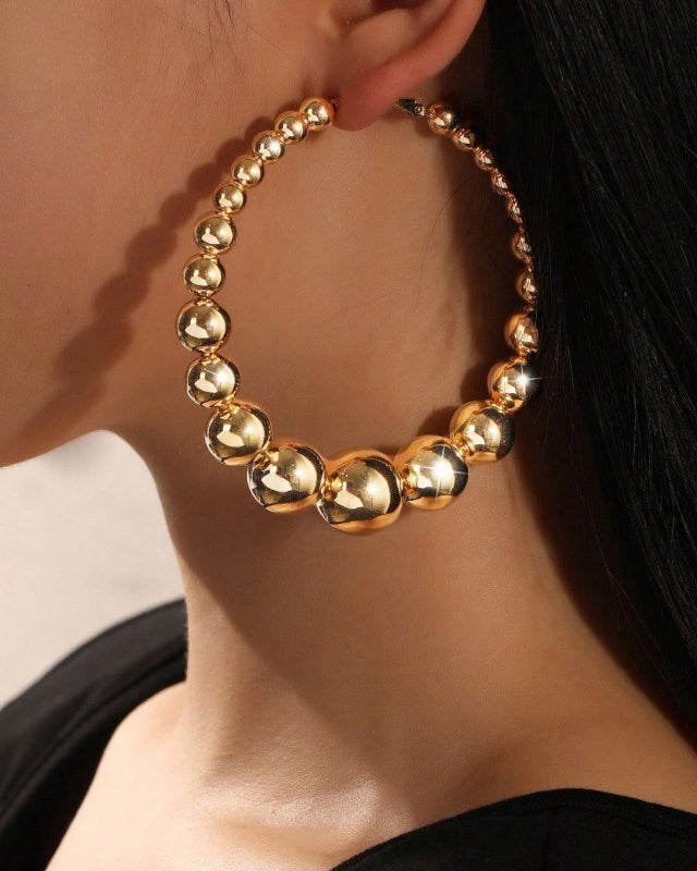 Elegant Large Pearl Hoop Earrings