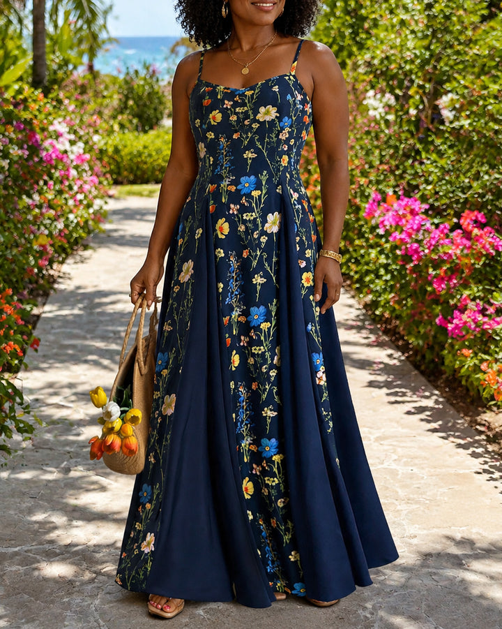 Women's Floral Print Casual Holiday Style Sleeveless Dress
