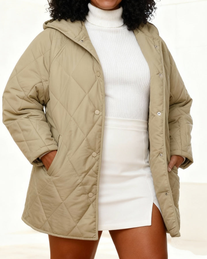 Women's Winter Coat Casual Diamond Quilted Hooded Lightweight Jacket Coat