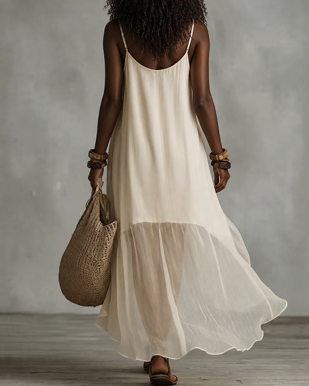 Women's Casual Sleeveless Spaghetti Strap Cami Dress With Asymmetrical Hem