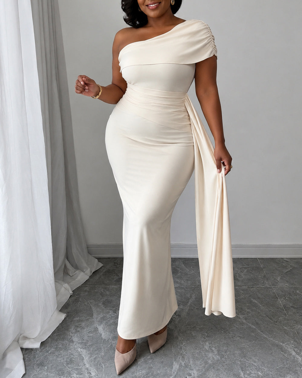 Women's Solid Color Knitted Regular Elegant Long Dress