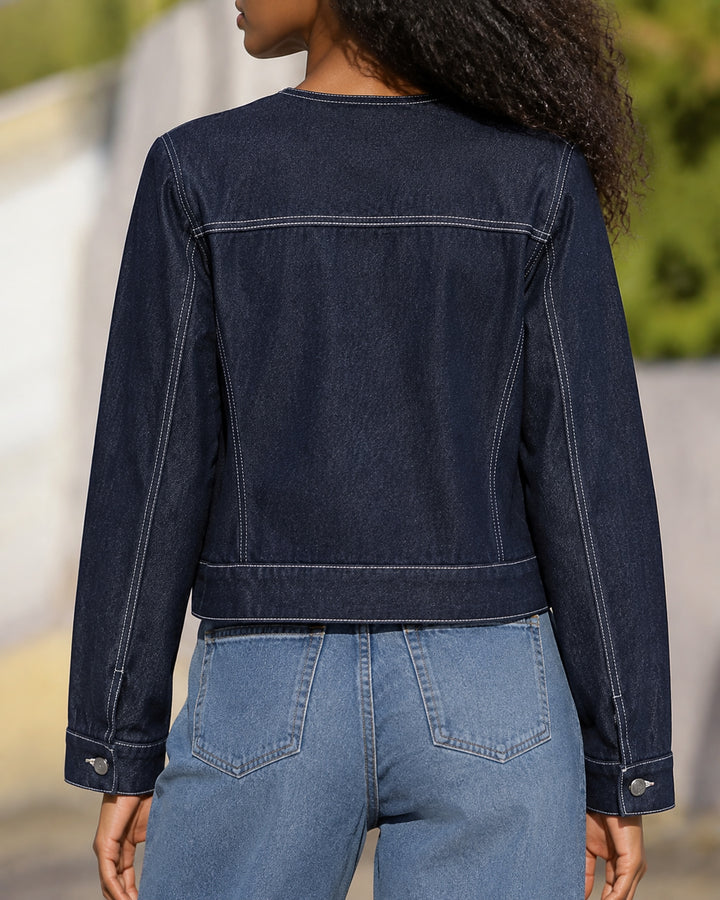 Women's Pearl-embellished Denim Jacket