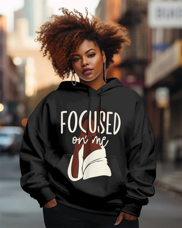 Focused On Me Print Long-sleeved Hoodies
