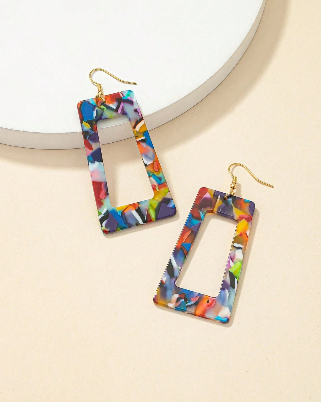 Cute Colorful Geometric Square Shaped Earrings