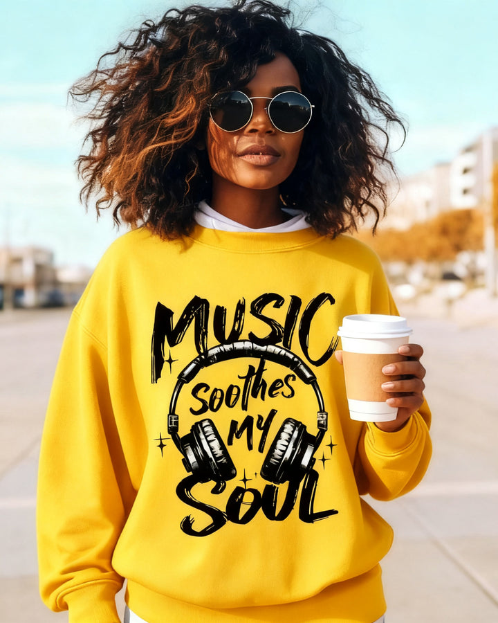Music Soothes My Soul Crewneck Long Sleeve Sweatshirt