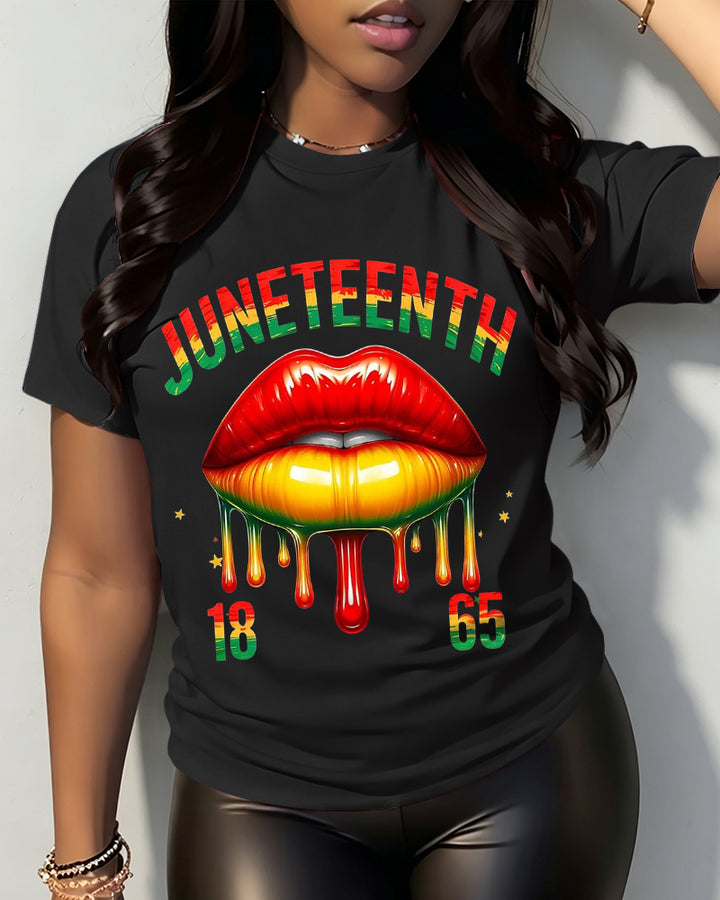 100% Cotton Juneteenth Lips Crew Neck Short Sleeve Tshirt-Juneteenth Shirt, Black Independence Day T-Shirt, African American Shirts,Black Lives Matter Shirt