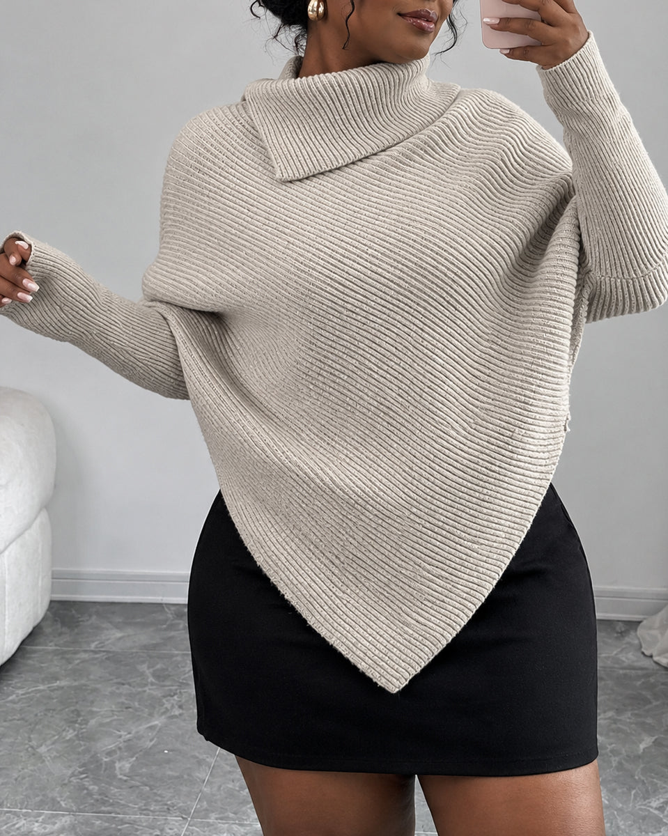Women Asymmetric Hem Turtleneck Sweater