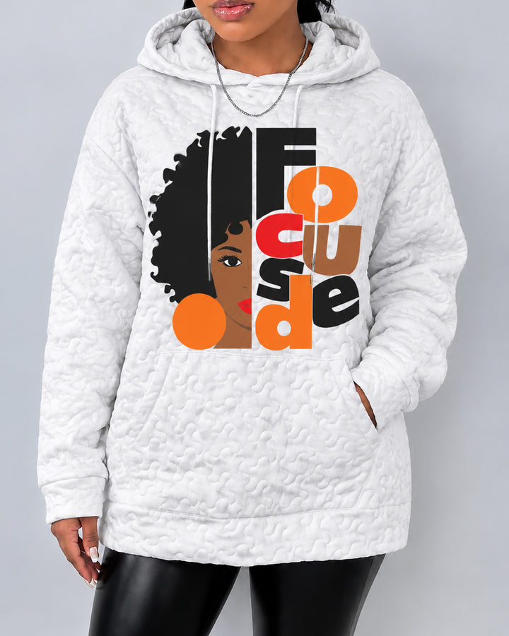 Focus On Yourself Quilted Loose Hoodies