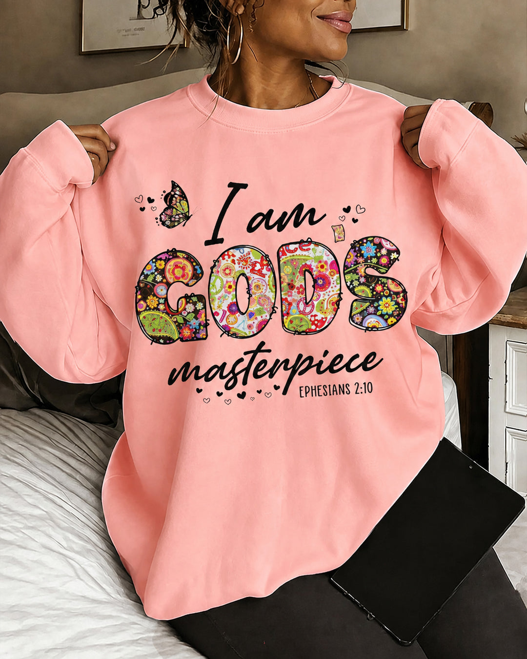 Women's I Am God's Masterpiece EPHESIANS 2:10 Round Neck Sweatshirt