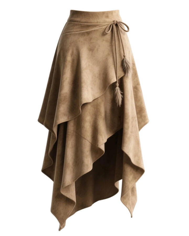 Khaki Asymmetrical Circle Skirt