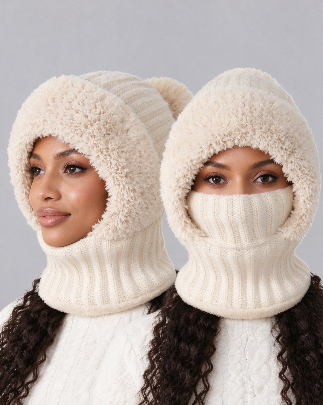 Winter Women's Plush Hat - 3-in-1 Warm andCozy Design