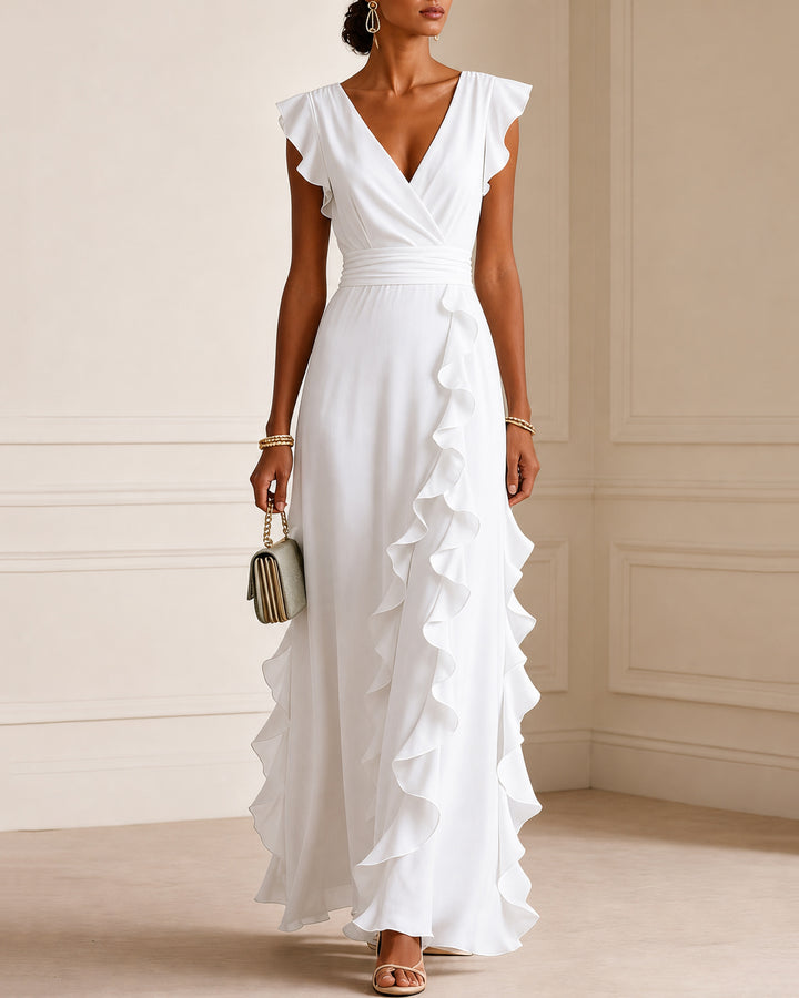Elegant Ruffle Wrap Maxi Dress
