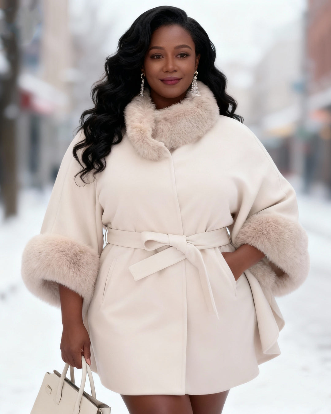 Imitation Lazy Rabbit Fur Collar Shawl Cloak Warm Coat Cloak