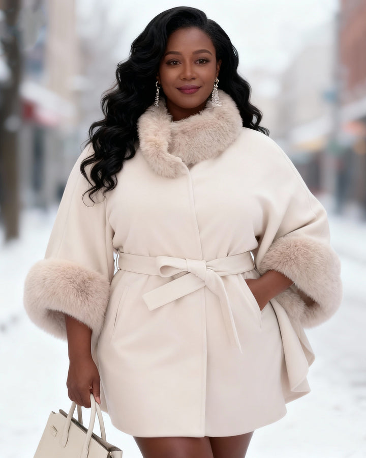 Imitation Lazy Rabbit Fur Collar Shawl Cloak Warm Coat Cloak