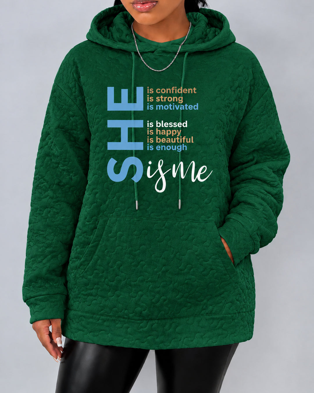 She Is Me Quilted Loose Hoodies