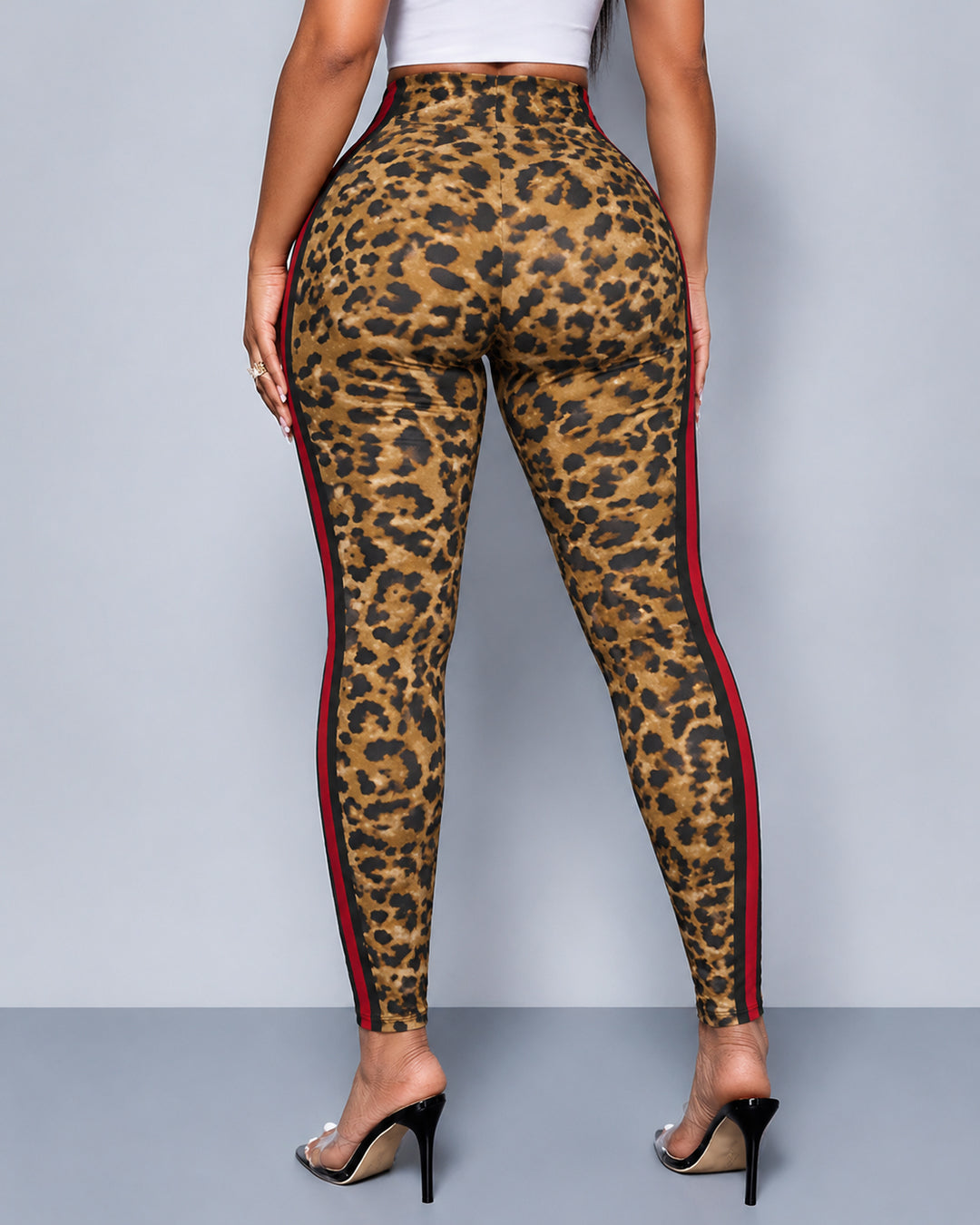 Sexy Leopard Print and Stripes Fitted Stretchy Leggings