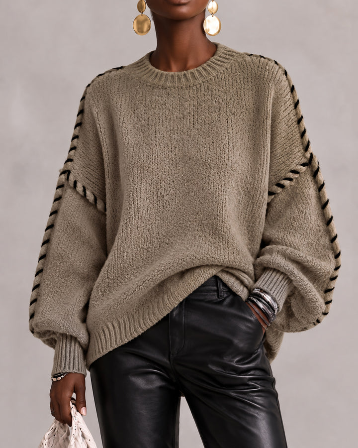 Women's Oversized Crew Neck Chunky Knit Sweater
