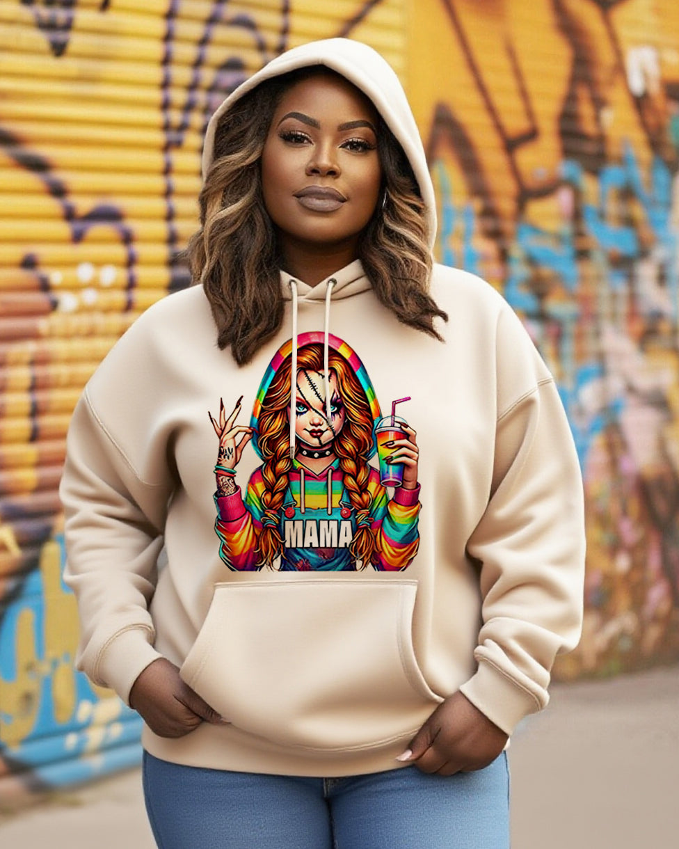 Spooky MaMa Horror Halloween Long-sleeved Hoodie
