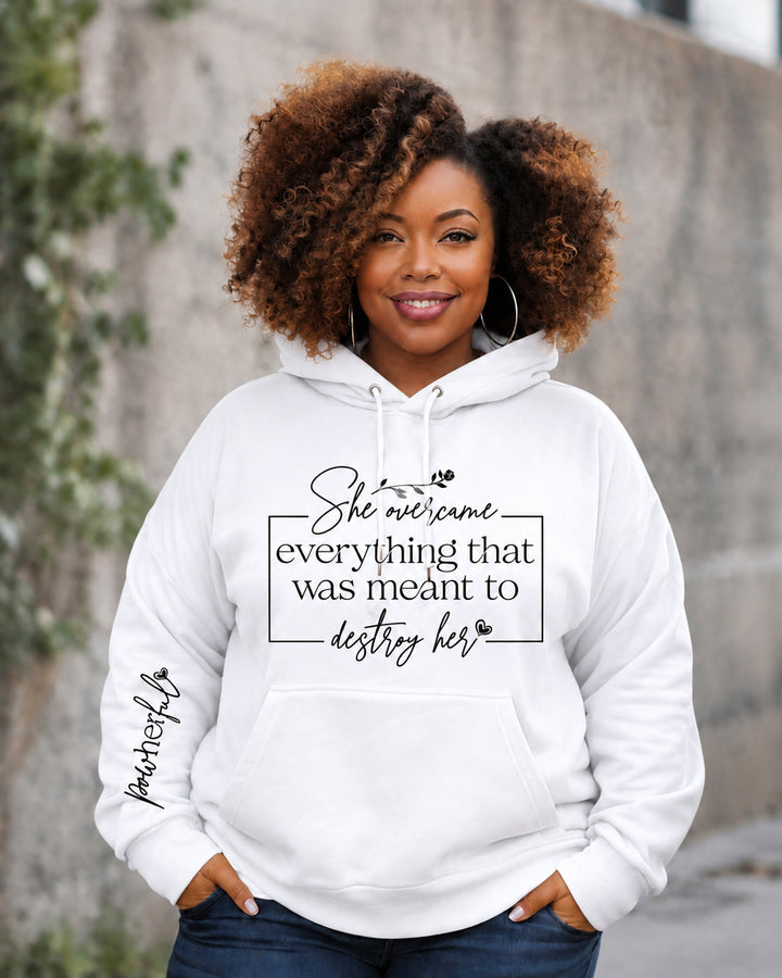 Women's She Overcame Everything Cotton Long Sleeve Hoodie