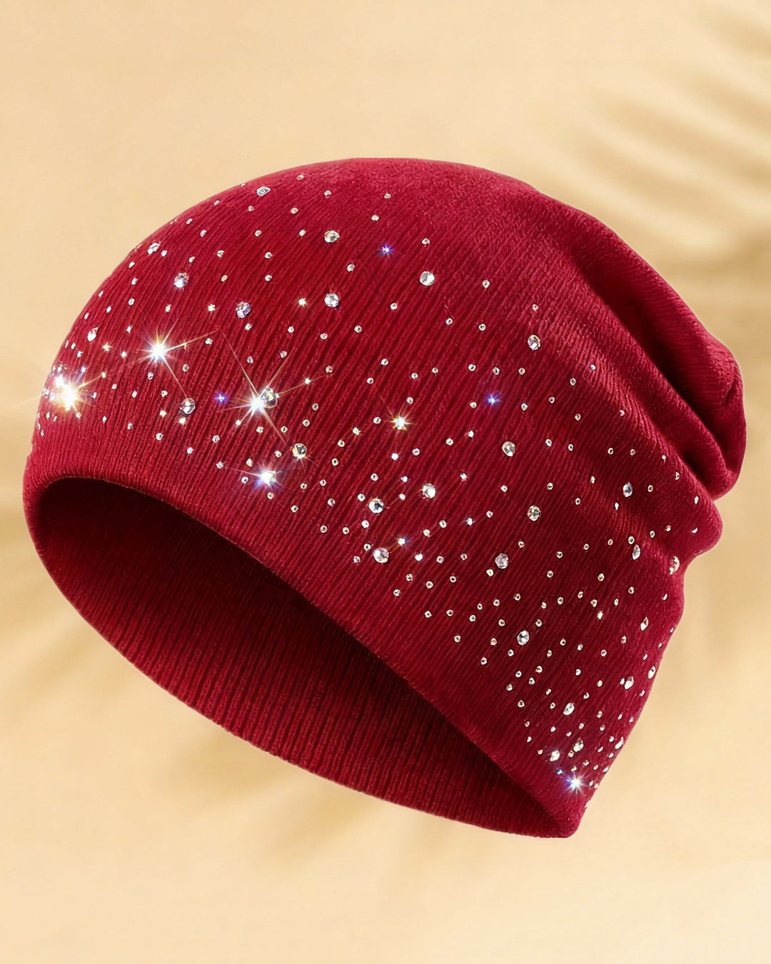 Double-Sided Rhinestone Embellished, Minimalist & Shiny Beanie Hat