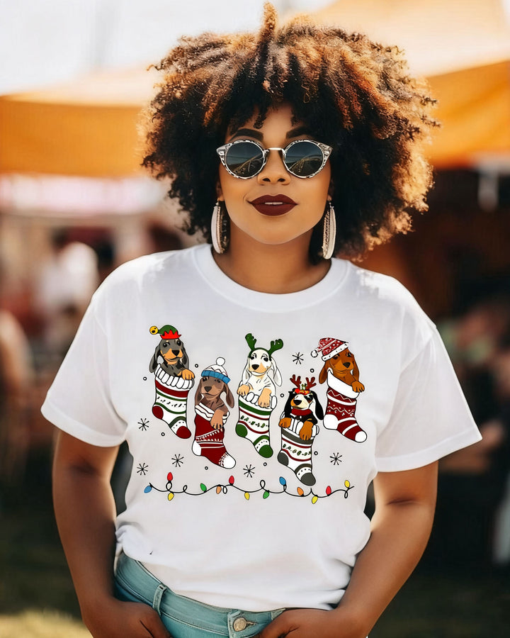 Christmas Dog Cotton Short Sleeve Tshirt