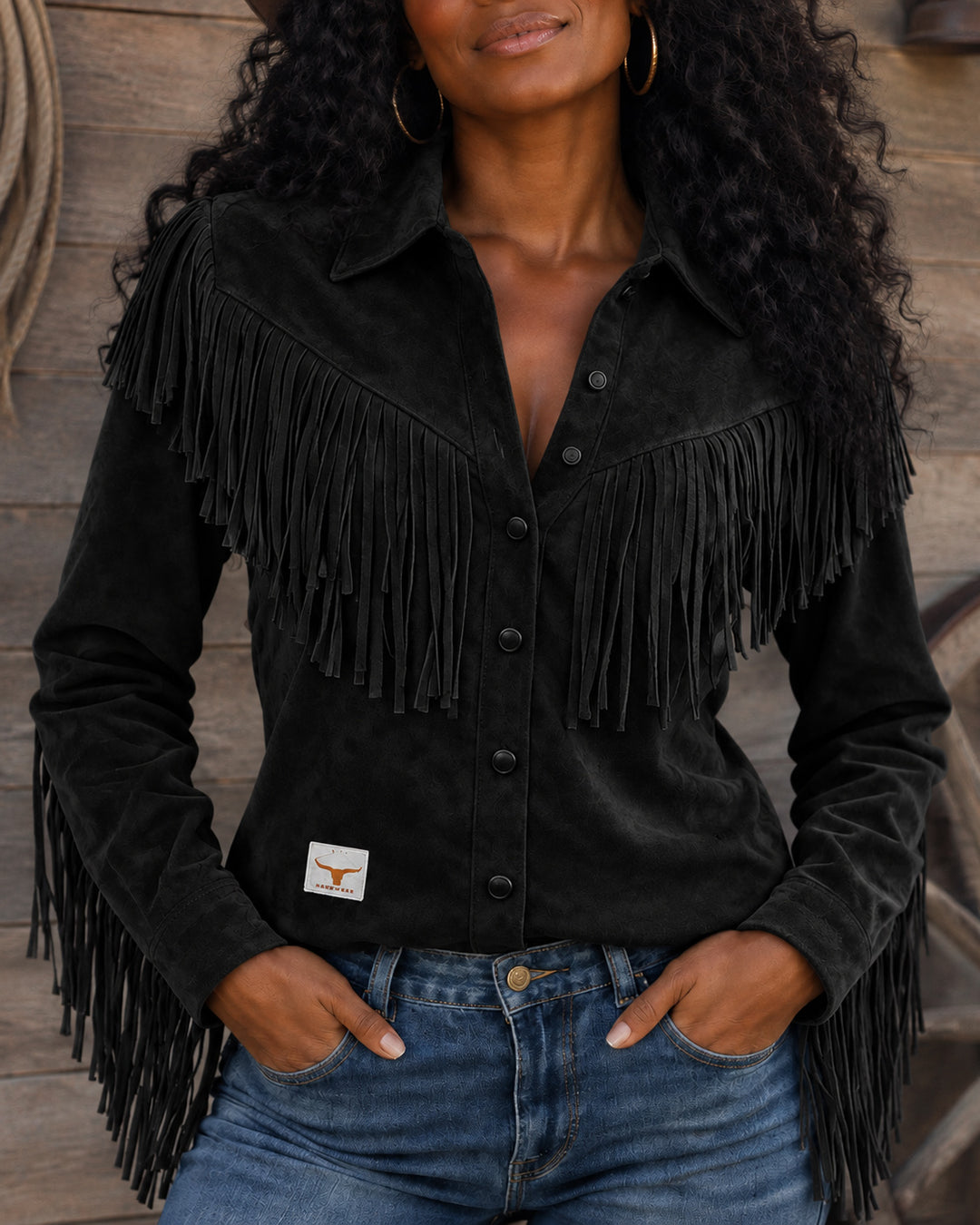 Women's Western Faux Suede Fringe Shirt