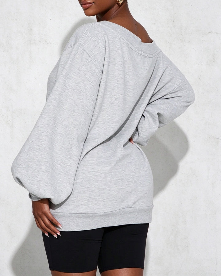 Women's Off Shoulder Lantern Long Sleeve Loose Sweatshirt