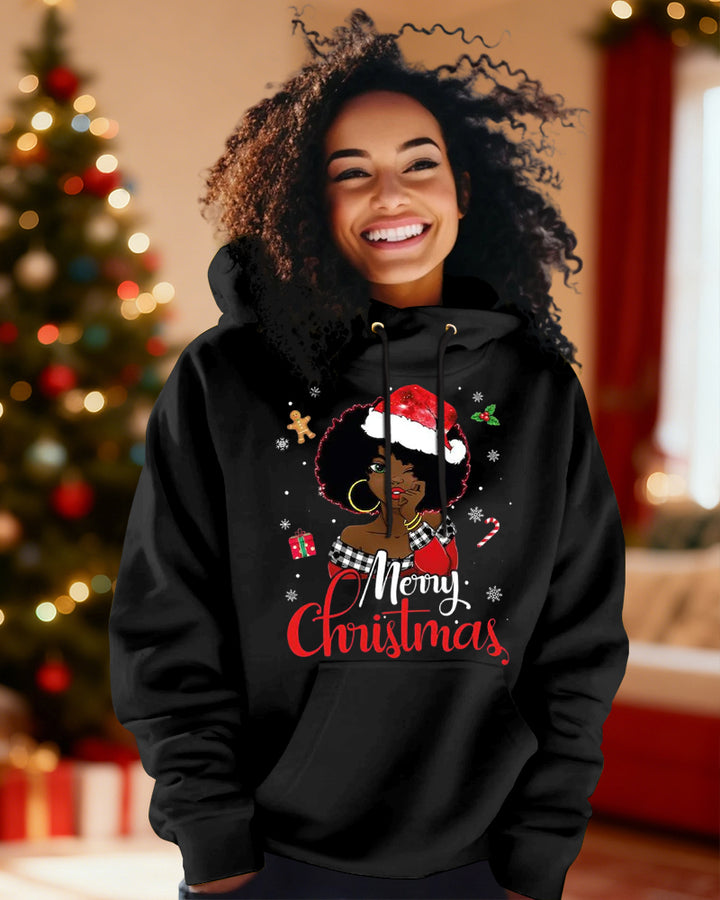 Christmas Black Girl Long Sleeve Hoodies
