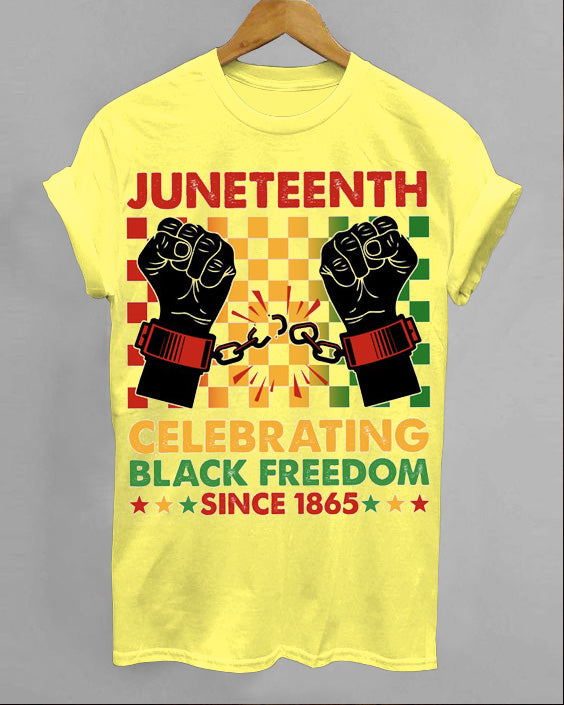 Juneteenth Breaking Every Chains Crew Neck Short Sleeve Cotton T-Shirt