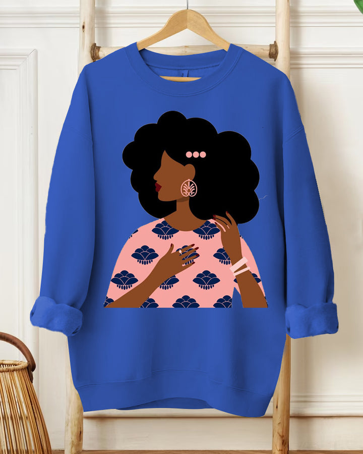 Woman in Pink Art Print Long Sleeve Sweatshirt