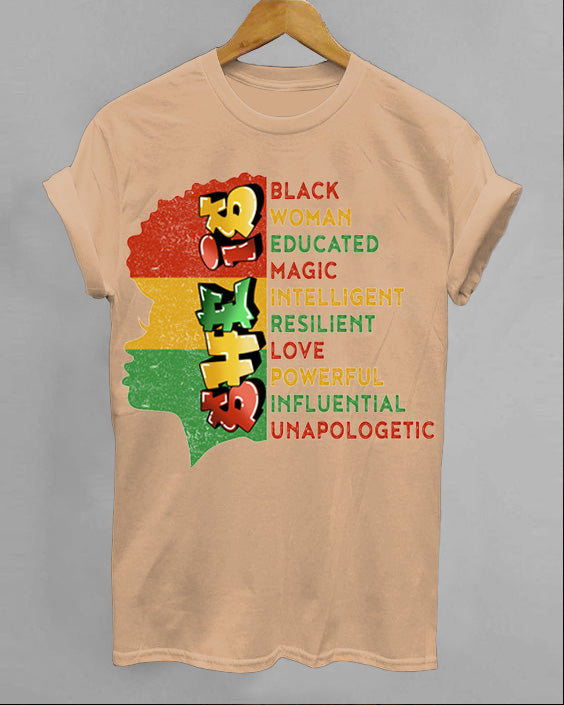 She Is Black Woman Crew Neck Short Sleeve Cotton T-Shirt
