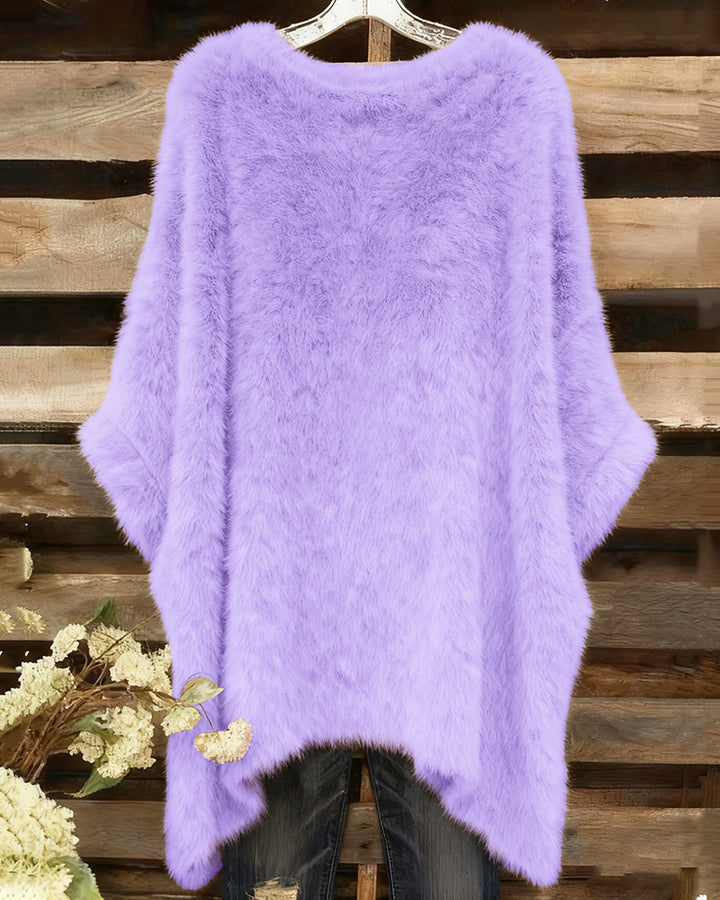 Crew Neck Plush Irregular Loose Top