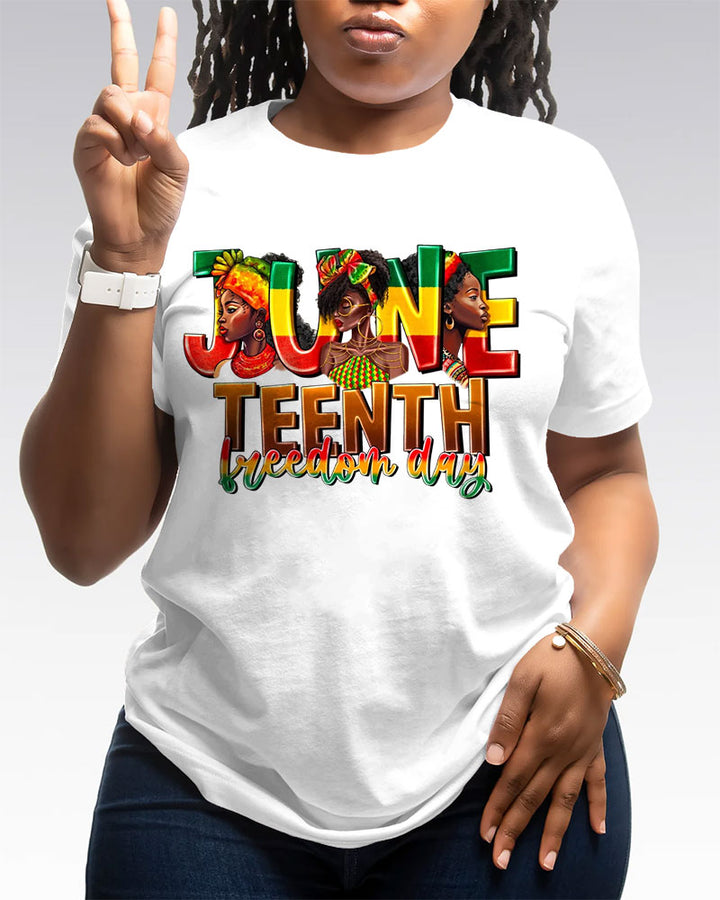 100% Cotton Juneteenth Freedom Day Crew Neck Short Sleeve Tshirt