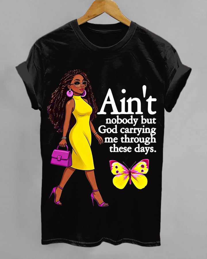 100% Cotton God Carrying Me Crew Neck Short Sleeve Tshirt