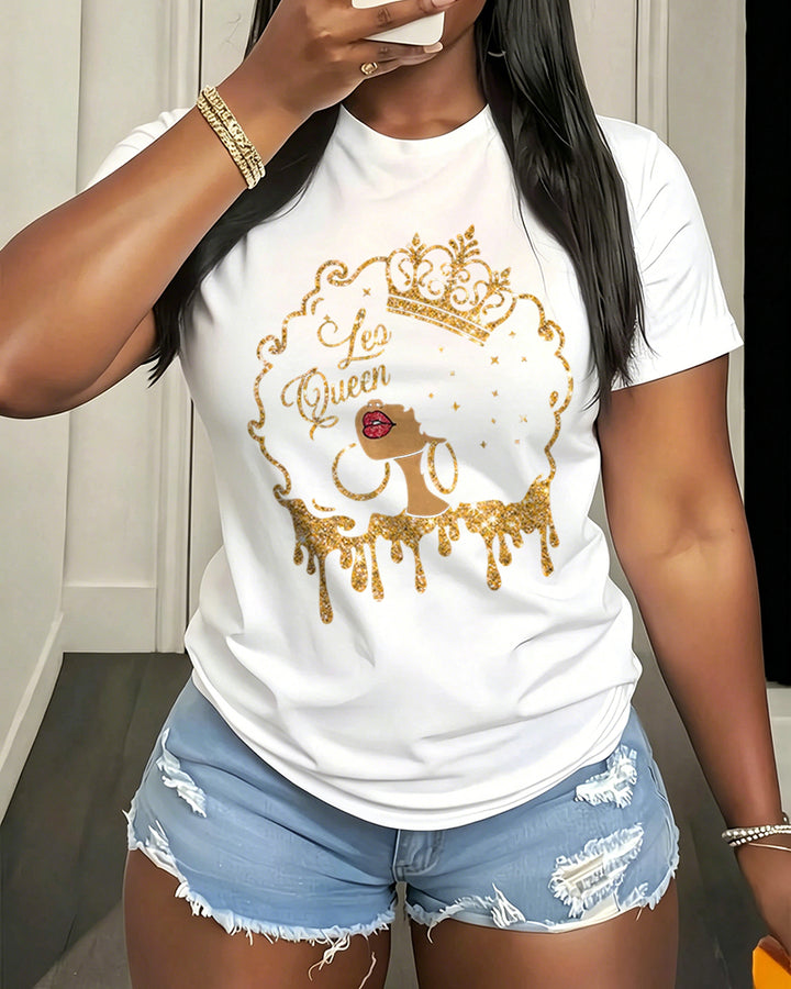100% Cotton Leo Queen Crew Neck Short Sleeve Tshirt