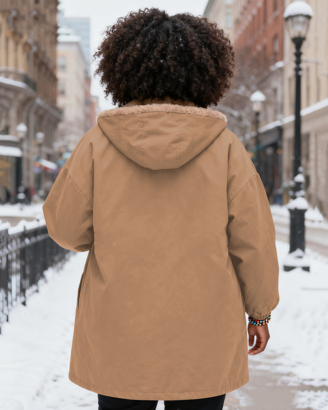 Solid Color Long Sleeve Zip-Up Fleece Long Hoodies