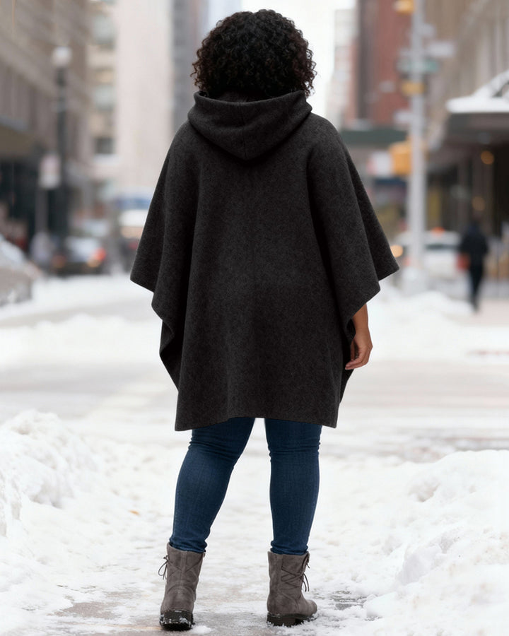 God Fidence Print Fleece Hooded Loose Cape