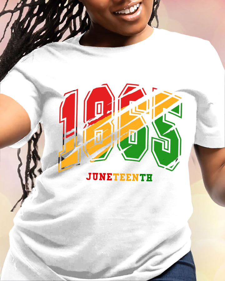 100% Cotton Juneteenth 1865 Graffiti Print Crew Neck Short Sleeve Tshirt