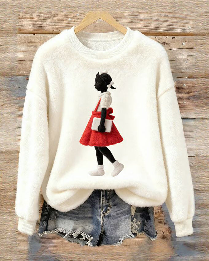 Black Girl Ruby Bridges Flannel Crewneck Long Sleeve Sweatshirt